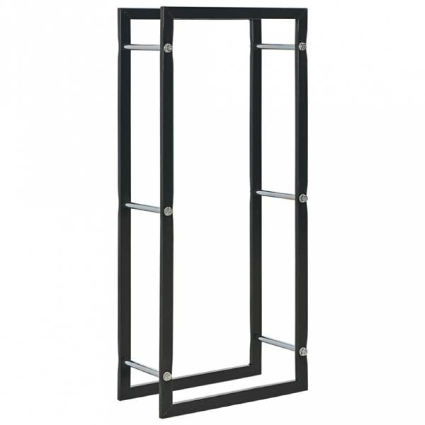 Vedstativ sort 44x20x100 cm stål
