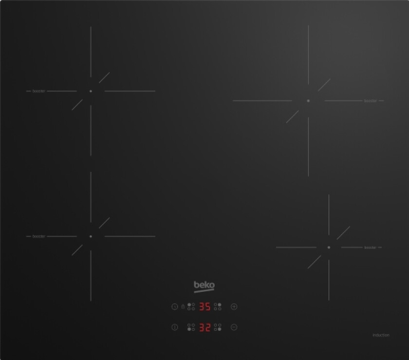 Hii64400smt, Sort, Innebygget, 60 Cm, Sonebasert Induksjon, Glass, 4 Zone(S)
