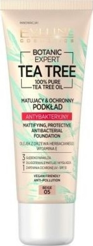 Eveline Botanic Expert Tea Tree Mattende Og Beskyttende Foundation 05 Beige 30 Ml