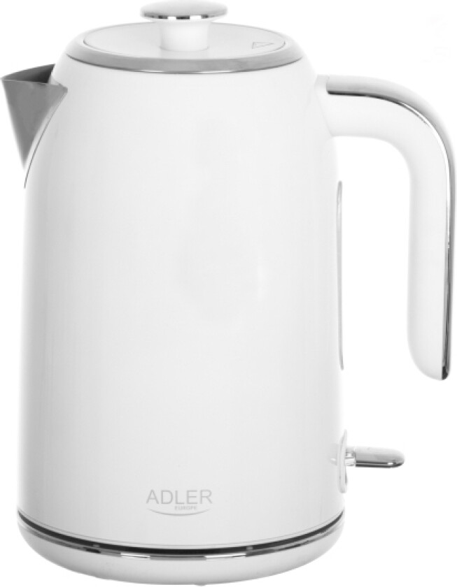 Adler Ad 1341, 1,7 L, 2200 W, Hvit, Rustfritt Stål, Justerbar Termostat, Vannivåindikator
