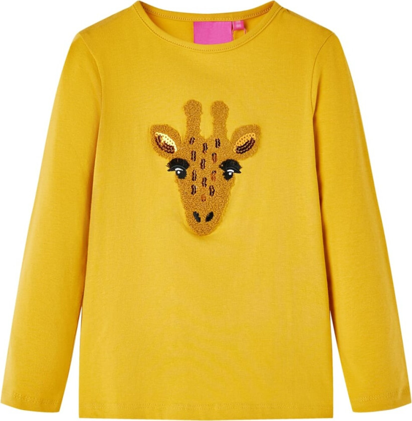 T-skjorte for barn med lange ermer mørkeoker 116