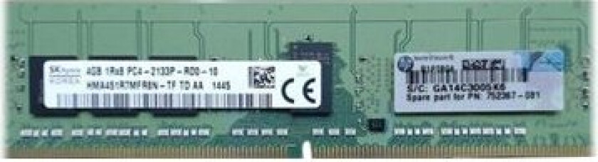 Hpe - Ddr4 - Modul - 4 Gb - Dimm 288-Pin - 2133 Mhz / Pc4-17000 - Cl15 - 1.2 V - Registrert - Ecc