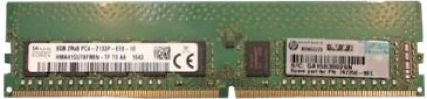 Hpe - Ddr4 - Modul - 8 Gb - Dimm 288-Pin - 2133 Mhz / Pc4-17000 - Cl15 - 1.2 V - Ikke-Bufret - Ecc