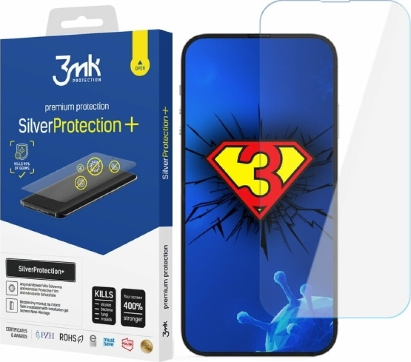 Iphone 14 Pro Max / 14 Plus Antibakteriell Skjermfolie For Spillere Fra 3Mk Silver Protection+-Serien