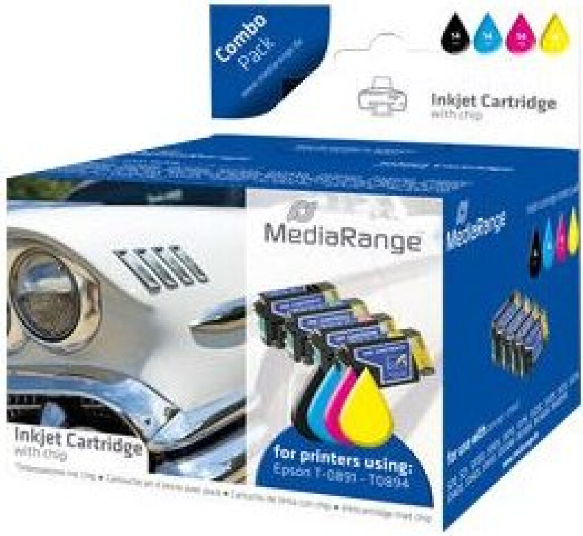Mediarange Combo Pack - 5-Pack - Svart, Gul, Cyan, Magenta - Kompatibel - Blekkpatron (Alternativ For: Epson T0891, Epson T0892, Epson T0893, Epson T