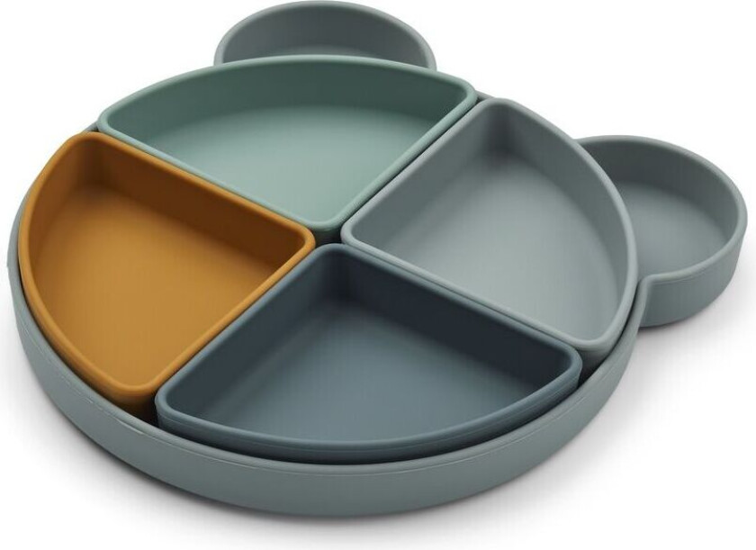 Arne Tallerken med Divider Mr Bear Blue Fog Liewood