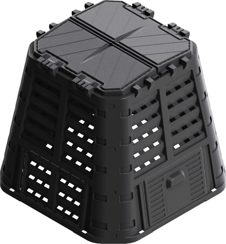 Kompostkasse til hage svart 93,3x93,3x80 cm 420 L - Svart
