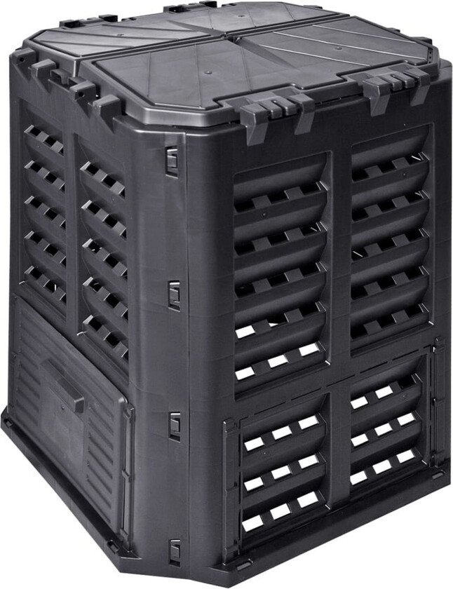 Kompostkasse til hage svart 68,9x68,9x83,9 cm 360 L - Svart