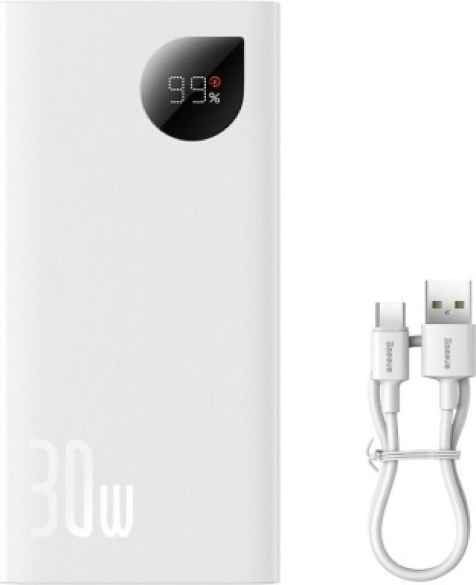 Powerbank Hurtiglading Power Bank Adaman2 10000Mah 30W (Hvit)