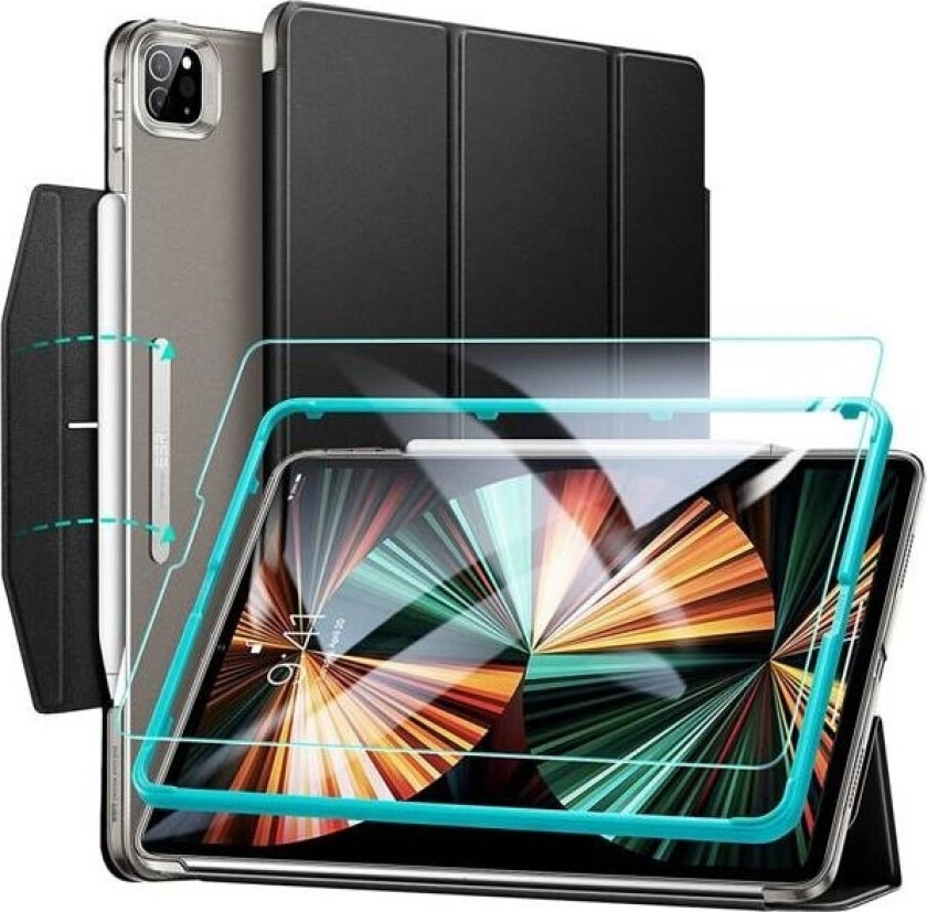 Esr Tablet Case Esr Ascend Trifold Case Apple Ipad Pro 12.9 2021 Black + Tempered Glass