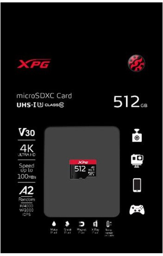 Adata Xpg Gaming - Flashminnekort - 512 Gb - A2 / Video Class V30 / Uhs-I U3 / Class10 - Microsdxc Uhs-I