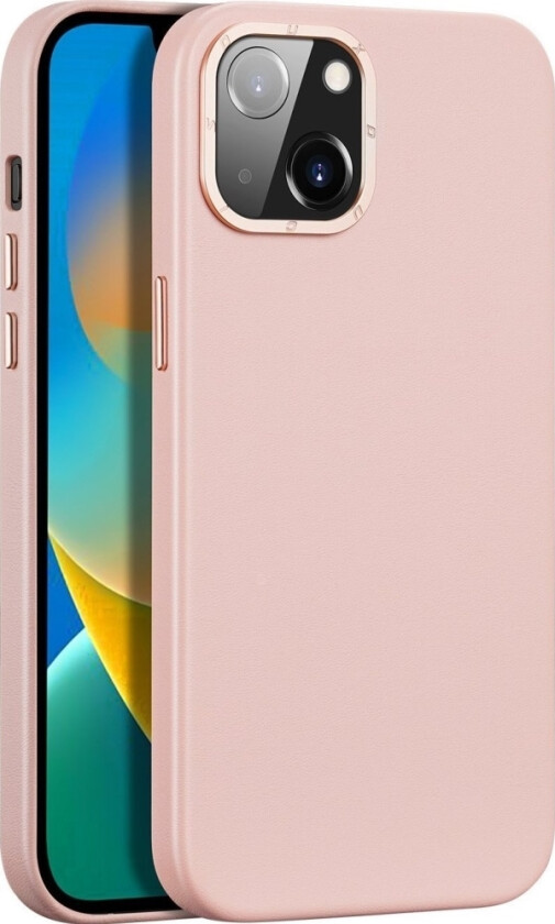 Grit Lærveske Til Iphone 14 Elegant Kunstskinndeksel (Magsafe-Kompatibel) Rosa