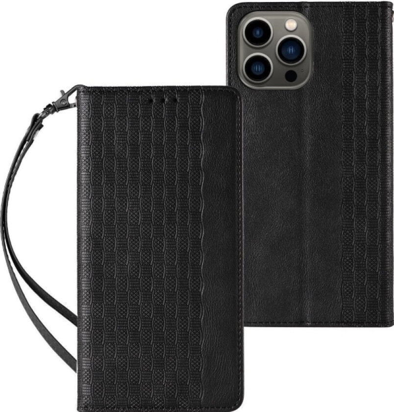 Magnet Strap Case For Samsung Galaxy S23 Ultra Flip Cover Lommebok Mini Lanyard Stand Sort