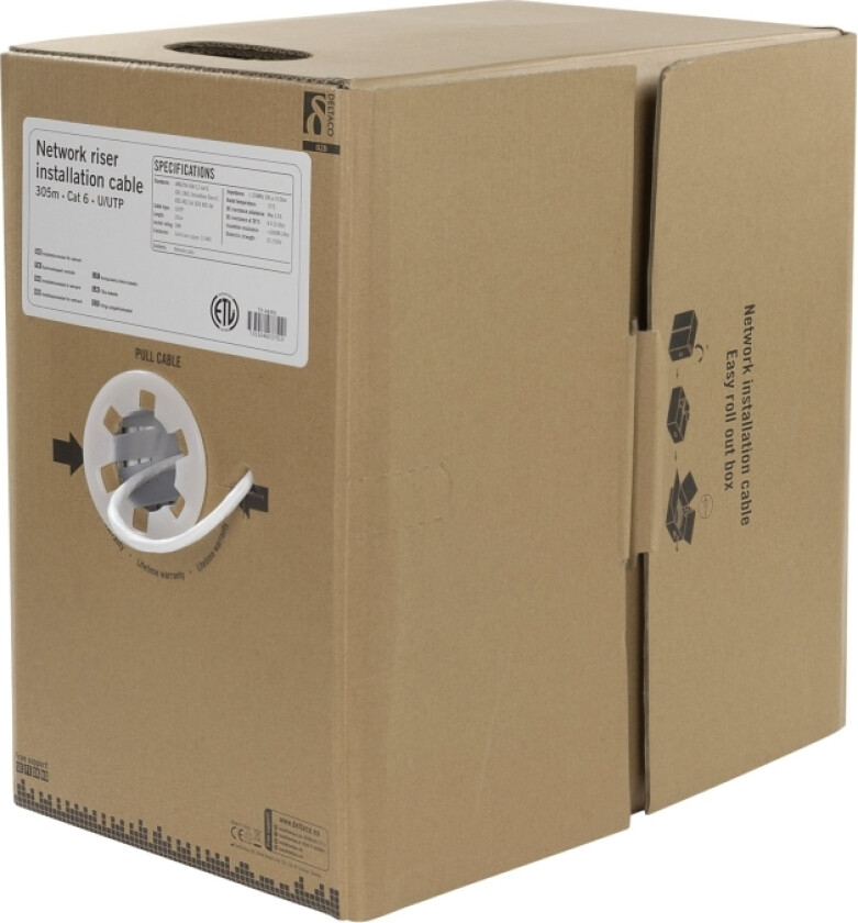 Bilde av - Samlet Kabel - 305 M - Utp - Cat 6 - Hvit