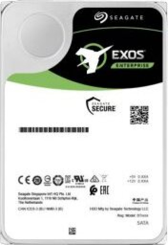 Exos X18 St10000nm020g - Harddisk - Kryptert - 10 Tb - Intern - Sata 6Gb/S - 7200 Rpm - Buffer: 256 Mb - Self-Encrypting Drive (Sed)