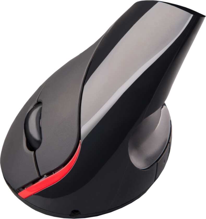 C-Tech Vem-07 - Vertikal Mus - Ergonomisk - Optisk - 5 Knapper - Trådløs - 2.4 Ghz - Usb Trådløs Mottaker - Svart