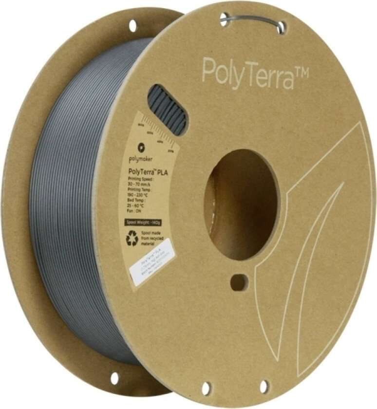 Polymaker Pa04033 Regular Filament Pla-Plast Med Lavere Kunststofindhold, Mat 1.75 Mm 1000 G Askegrå Polyterra™ 1 Stk