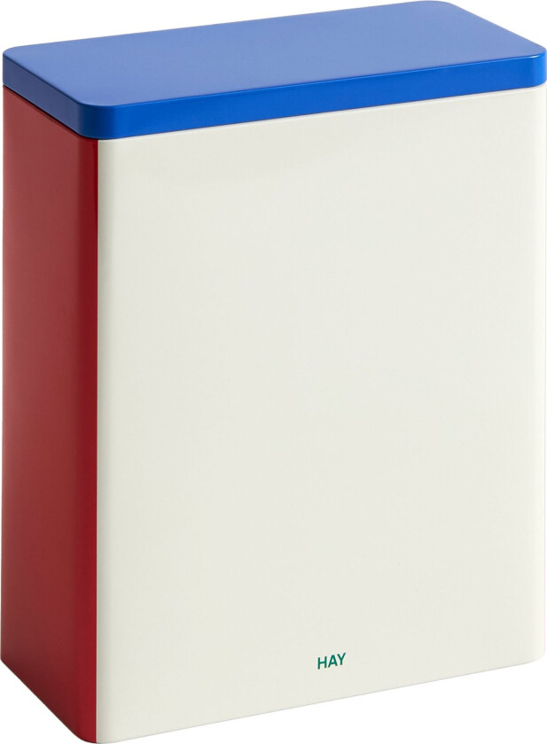 Bilde av Oppbevaringsboks i blikk, off-white/blue/red