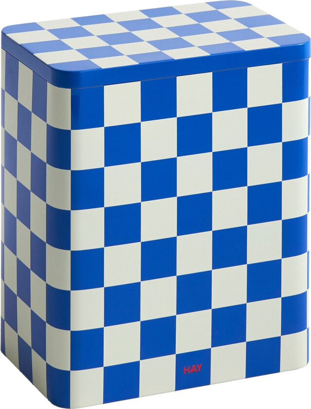 Bilde av Tin oppbevaringsboks stor, blue/off-white