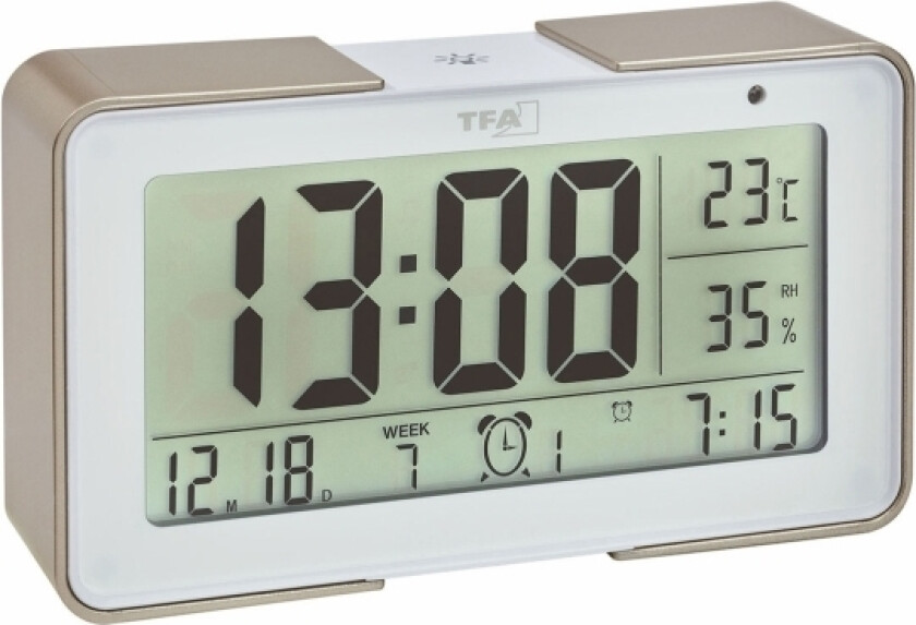 Tfa-Dostmann 60.2540.53, Digital Vekkerklokke, Rektangel, Beige, Hvit, Plast, -20 - 70 °C, Batteri
