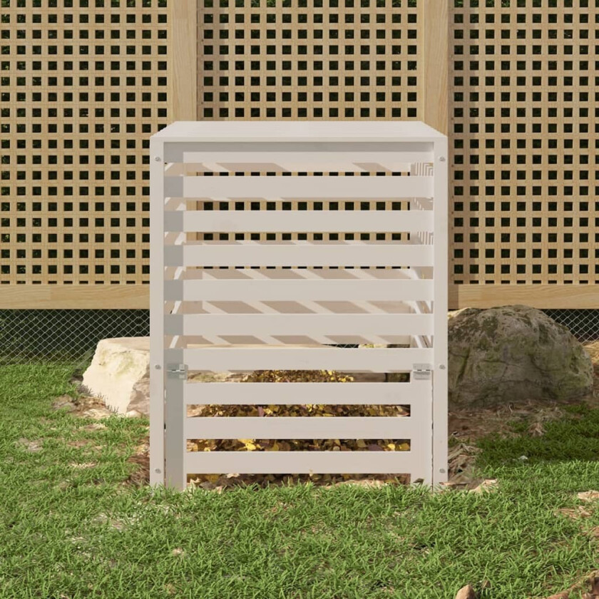 Kompostkasse hvid 82,5x82,5x99,5 cm heltre furu