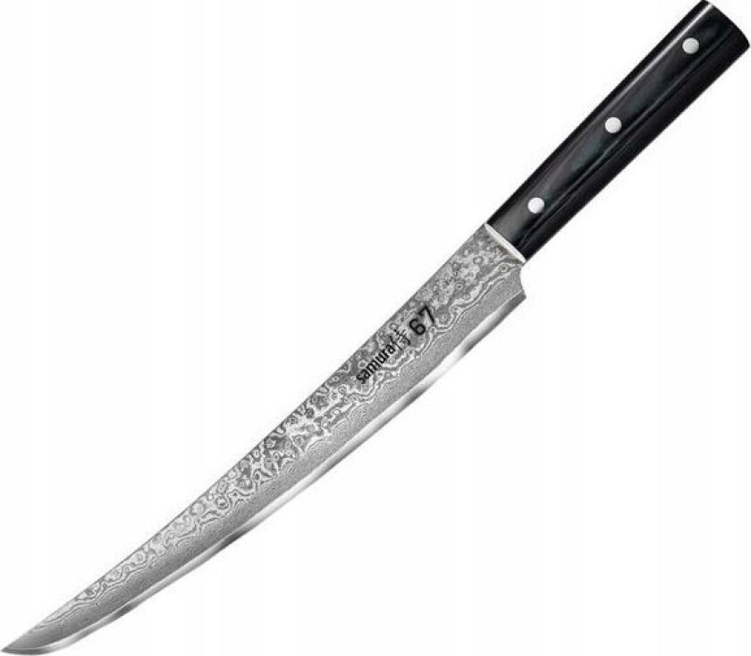 Damascus 67 Universal Kjøkkenkniv Tanto 230 Mm Laget Av Aus 10 Damaskus Stål 61 Hrc (67 Lag) (Sd67-0046Mt)