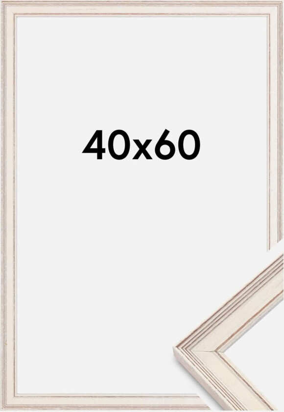 Ramme Shabby Chic Akrylglass Hvit 40x60 Cm