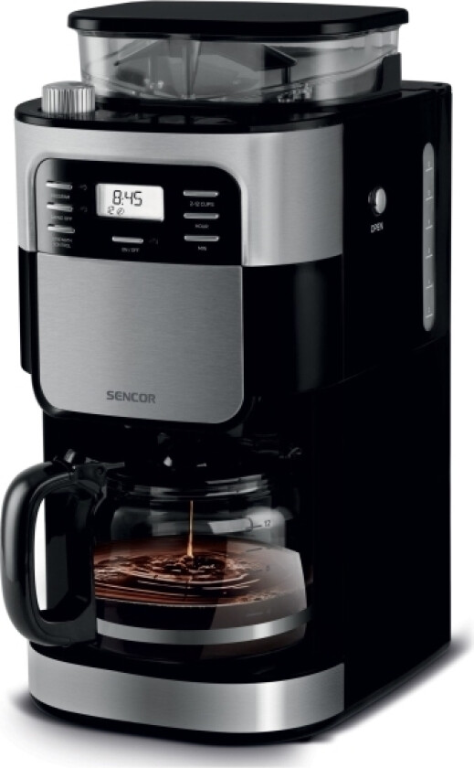 Sencor Sce 7000Bk, Kaffebrygger (Drypp), 1,5 L, Kaffe Bønner, Malt Kaffe, Innebygd Kaffekvern, 900 W, Sort