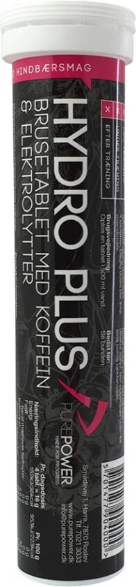 Hydro Plus Electrolytes brusetabletter bringebær 20 x 4 g.