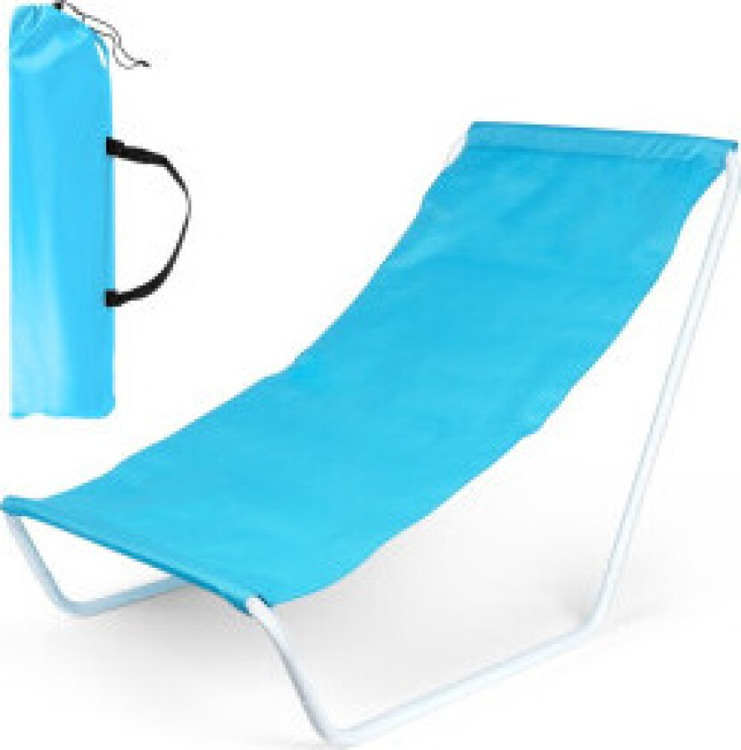 Sammenleggbar strandstol med metallramme og bæreveske