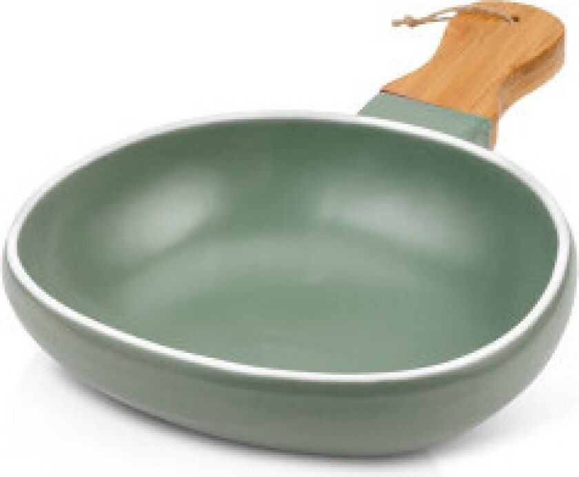 Serveringsfat i porselen med håndtak og bambusinnsats