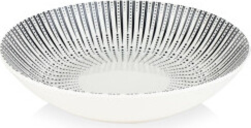 Dyp tallerken i porselen - Hvit med svart dekor