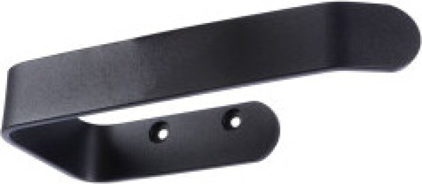 Elegant svart toalettrullholder med monteringsdetaljer