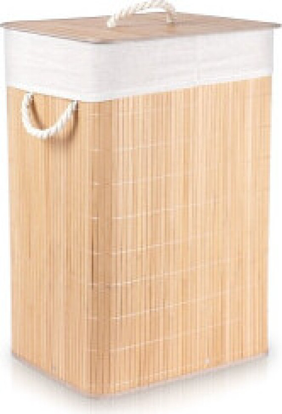 Sammenleggbar skittentøyskurv med to bambusrom