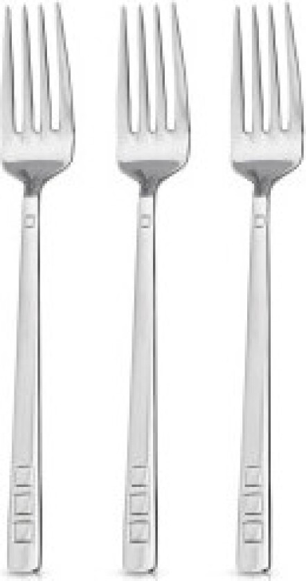 Sett med 3 gafler i rustfritt stål, 21 cm, tåler oppvaskmaskin