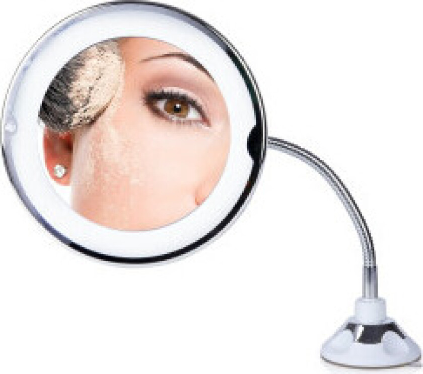 Forstørrende sminkespeil LED med fleksibelt feste og sugekopp