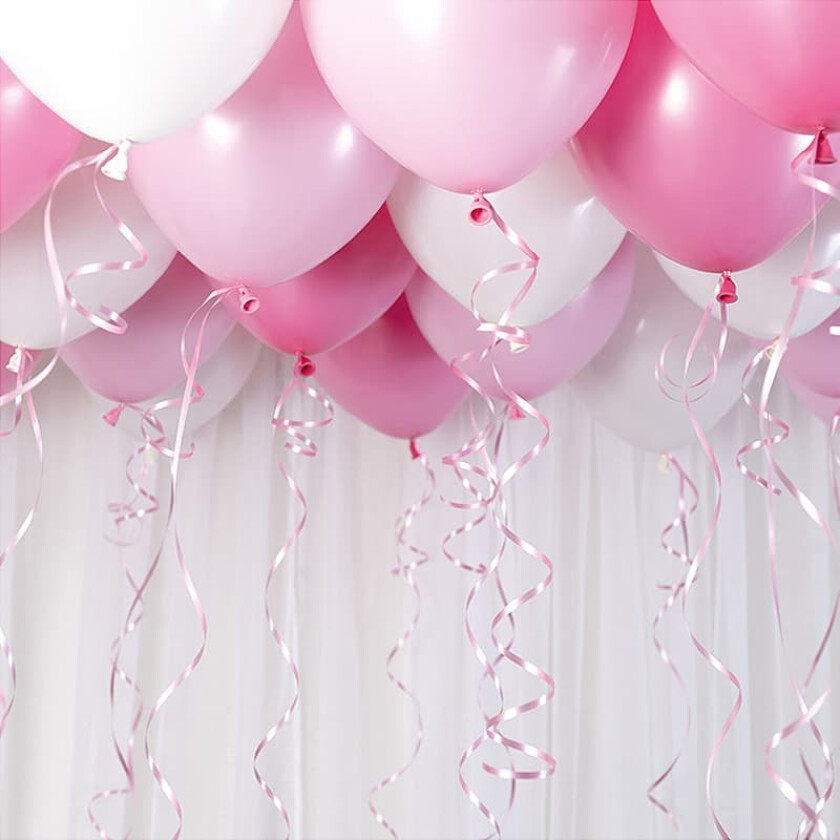 Ballongtak Kit Lys Rosa, 30 ballonger og bånd