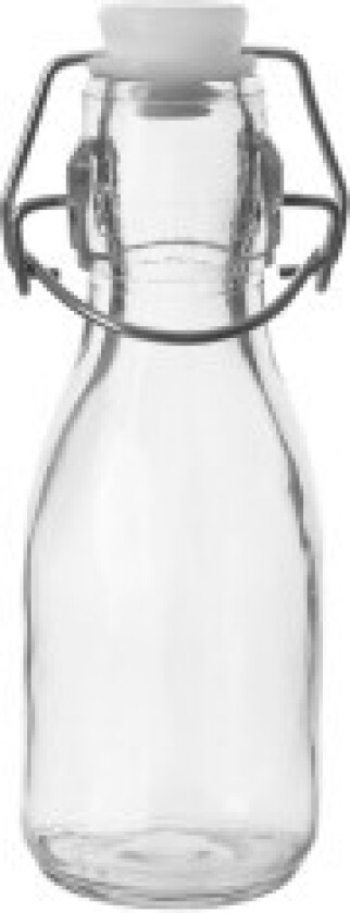 Liten glassflaske 160 ml med tettsittende klemmelukking
