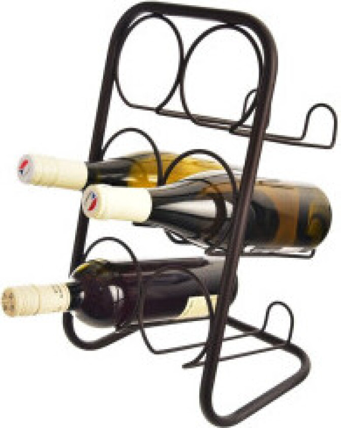 Stilig vinstativ i sort metall for 6 flasker