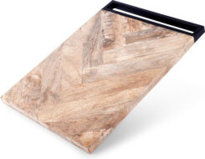 Eksklusivt skjærebrett i mango med svart metallhåndtak