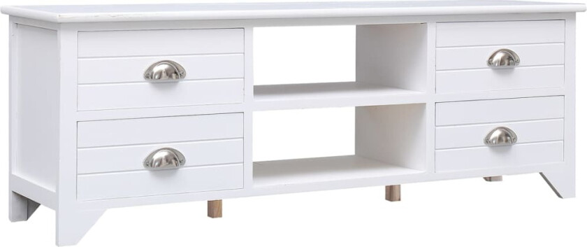 TV-benk hvit 108x30x40 cm heltre keisertre