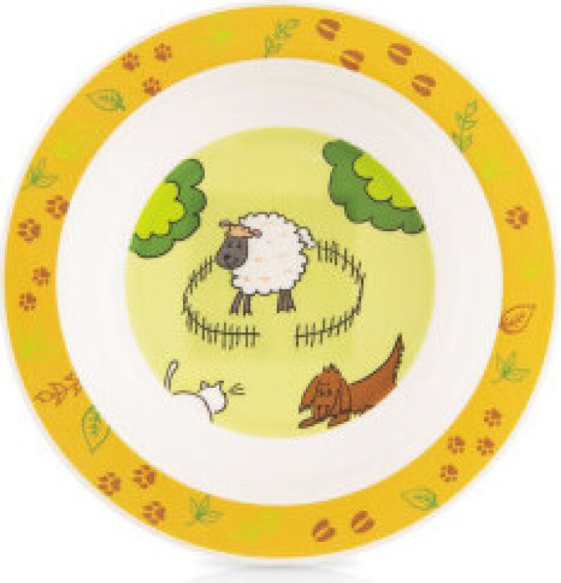 Dyp tallerken for barn med gårdsmotiver og dyr