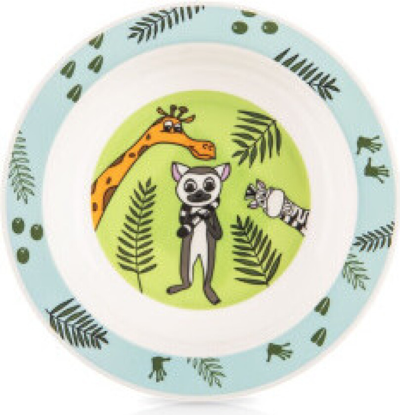 Dyp tallerken til barn med safari- og dyremotiv