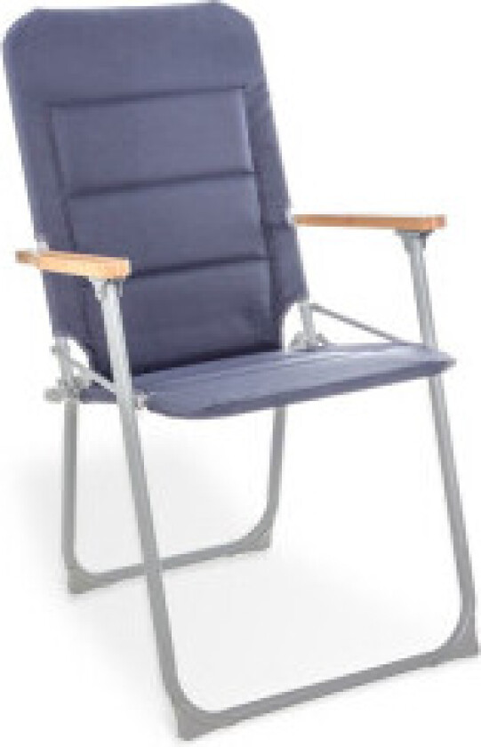 Sammenleggbar campingstol med metallramme og bambusarmlener