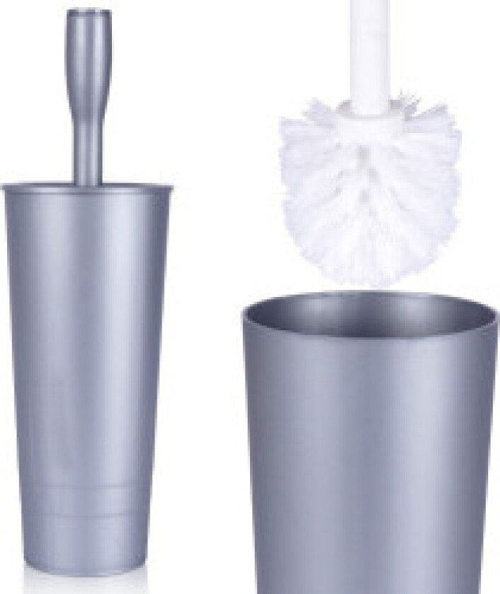 Stilig toalettbørste med beholder i grå plast