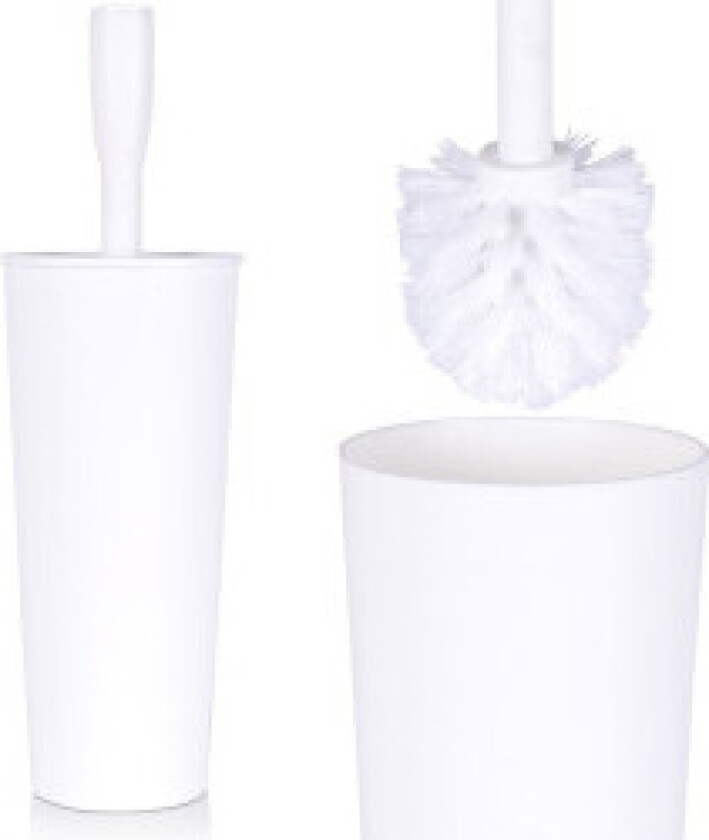 Hvit toalettbørste med beholder - slitesterk og enkel å rengjøre