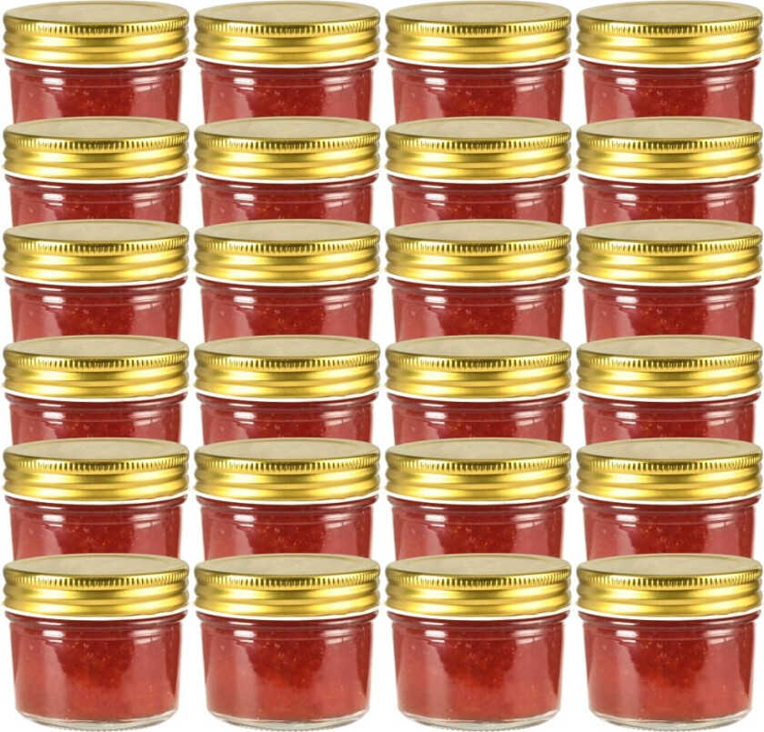 Bilde av Syltetøyglass med gule lokk 24 stk 110 ml