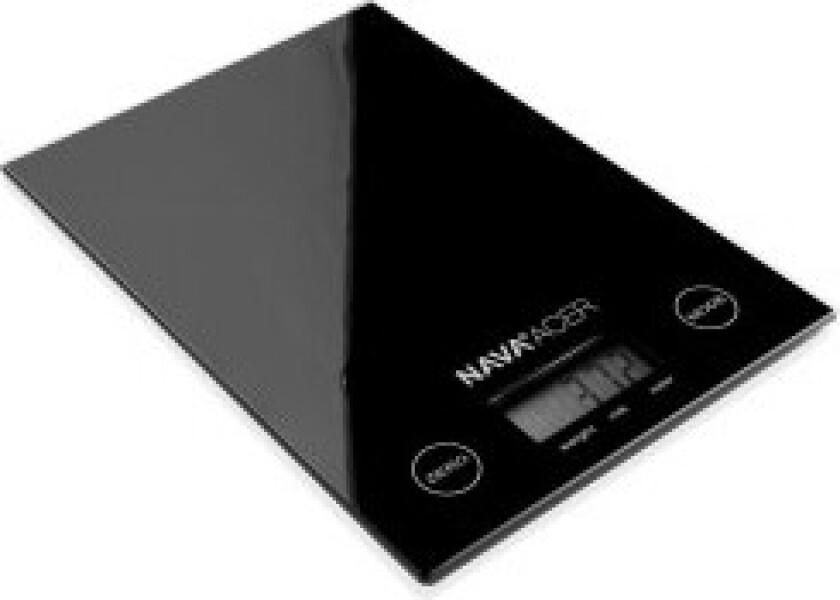 Digital kjøkkenvekt i sort glass med LCD og 5 kg kapasitet