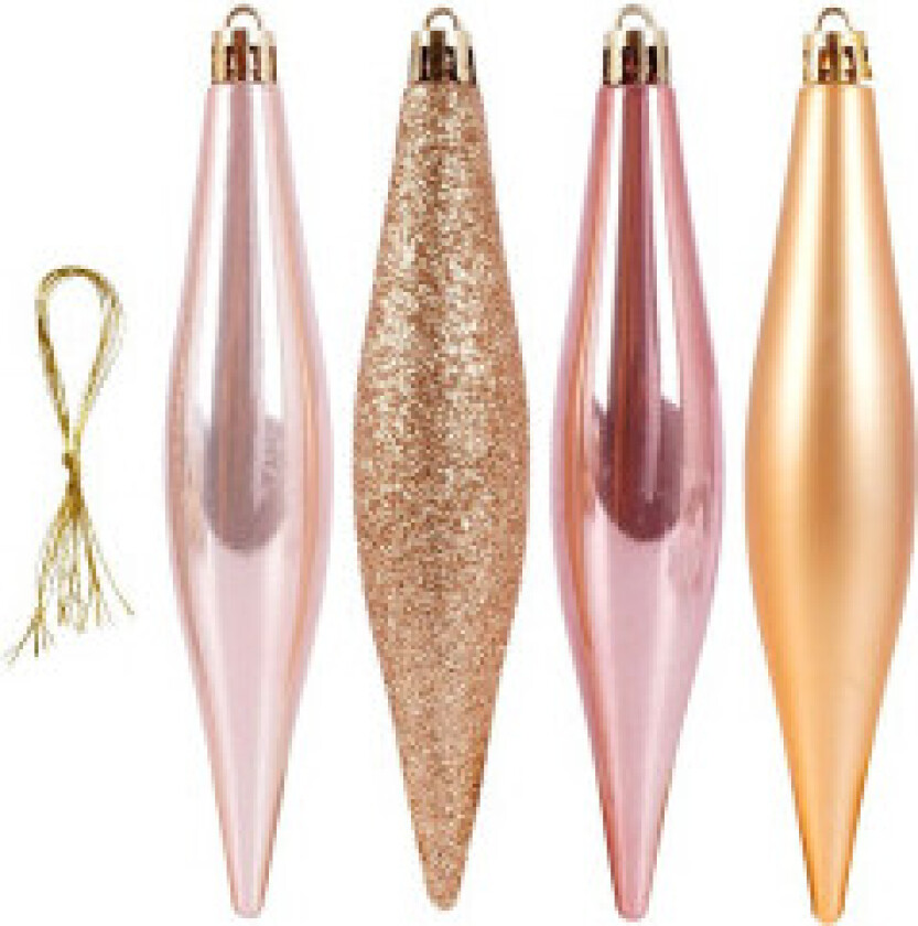 Julekuler: 4 uknuselige istapper i gull og rosa