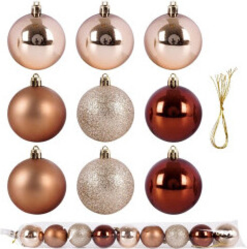 Sett med 9 uknuselige og glitrende juletrekuler